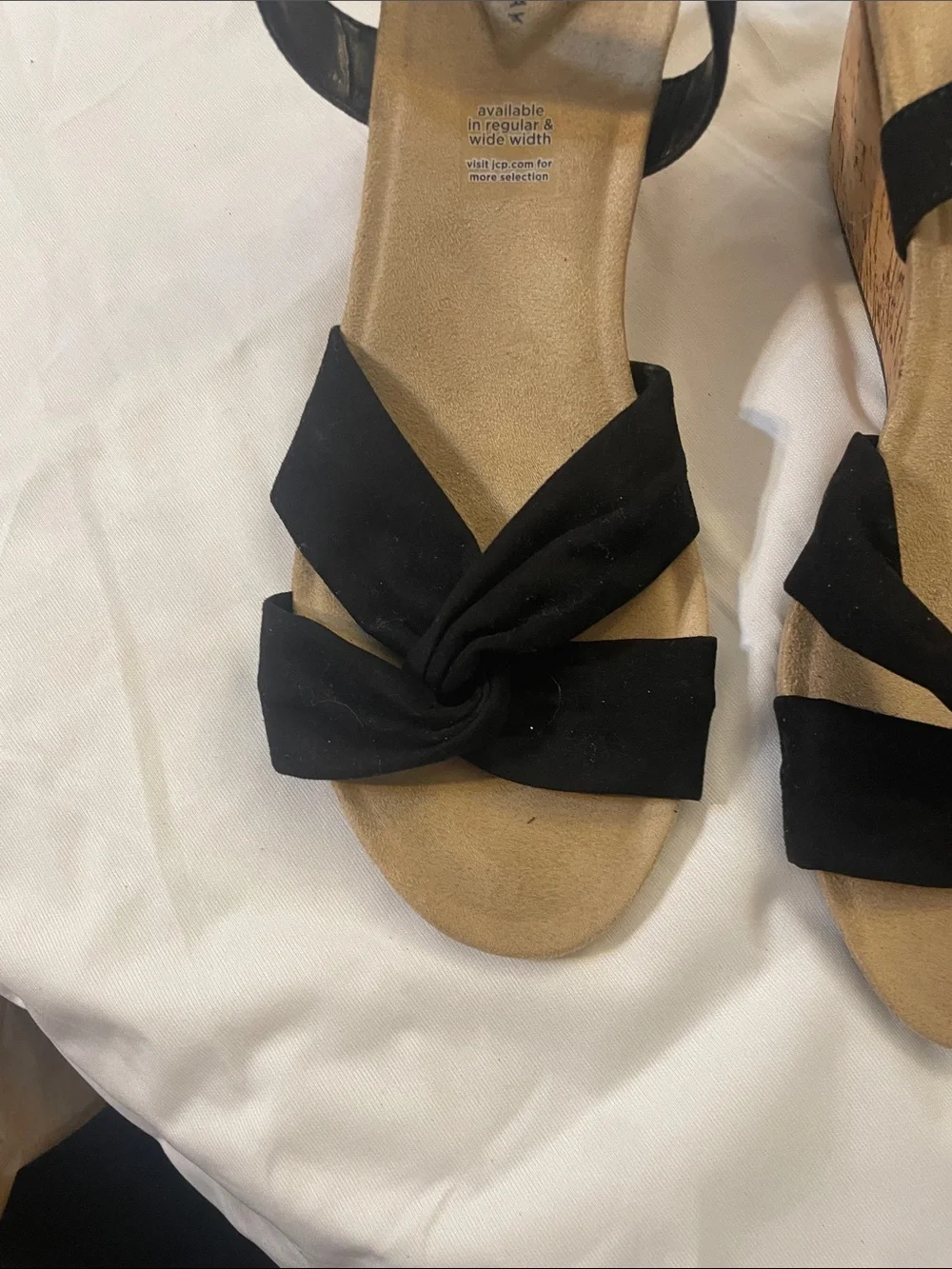 St. John's Bay Black Knot Front Cork Wedge Sandals